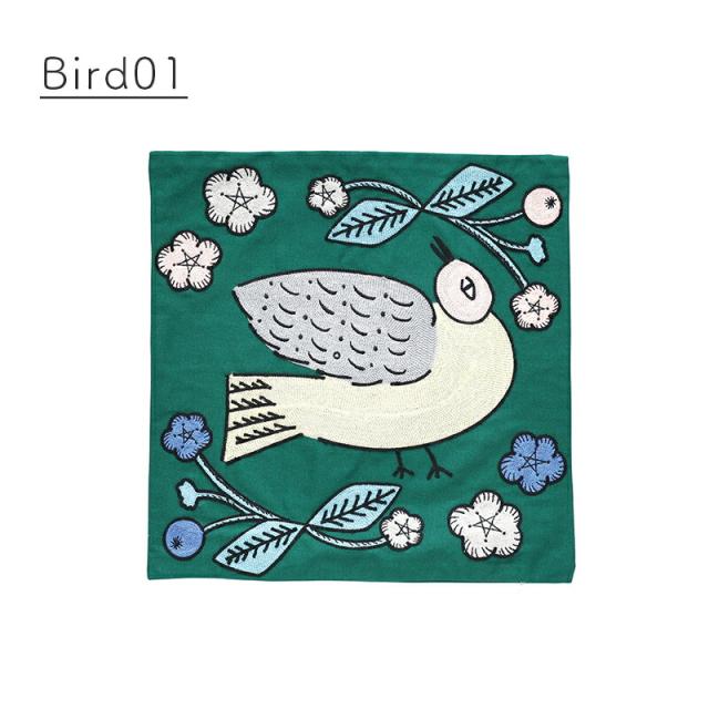 松尾ミユキ クッションカバー カバー 45cm ねこ  花柄  植物 鳥 北欧 猫  刺繍 インテリア おしゃれ プレゼント ギフト 母の日 かわいい オシャレ 作家 誕生日