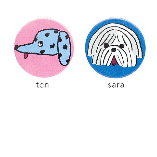 山鳩舎 コンパクトミラー ミラー 鏡 手鏡 猫  ねこ ネコ 北欧 拡大鏡 レザー イヌ 犬 ネコ 猫 くま 熊 クマ Yamabatosha  みやぎちか レトロ カラフル POP おしゃれ マルチーズ シンプル ナチュラル キッズ bear cat dog