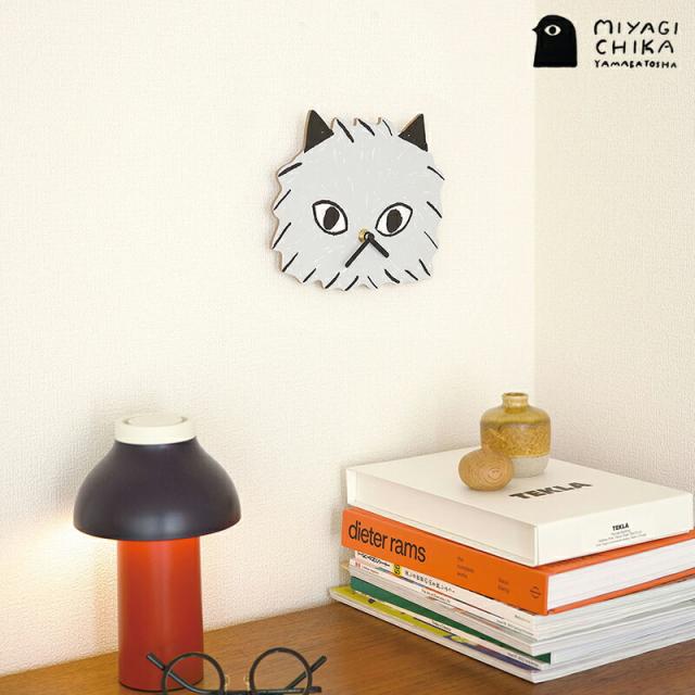 山鳩舎 ダイカットクロック ウォールクロック 掛け時計 壁 壁掛け イヌ 犬 ネコ 猫 くま 熊 クマ Yamabatosha  みやぎちか 時計 時計 子供 子供部屋 北欧 おしゃれ マルチーズ シンプル ナチュラル 軽量 キッズ bear cat dog