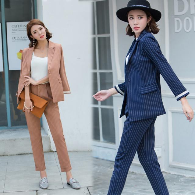 ストライプスーツセット レディーススーツ ママ 2点セット 入学式 紺色パンツスーツ 女の子洗える 卒園式入園式の通販はau Pay マーケット Candyz Pro