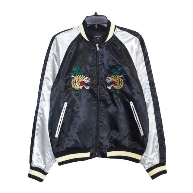 初期JUNGLE STORM 別珍 スーベニアジャケット スカジャン ブラック スカジャン アウター JUNGLE STORM ジャングルストーム スーベニア
