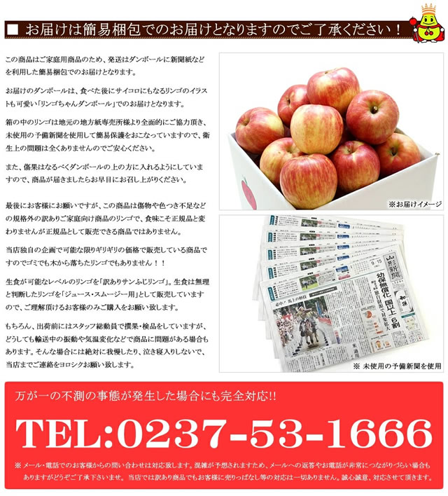 青森県産 ご家庭用 りんご サンふじ