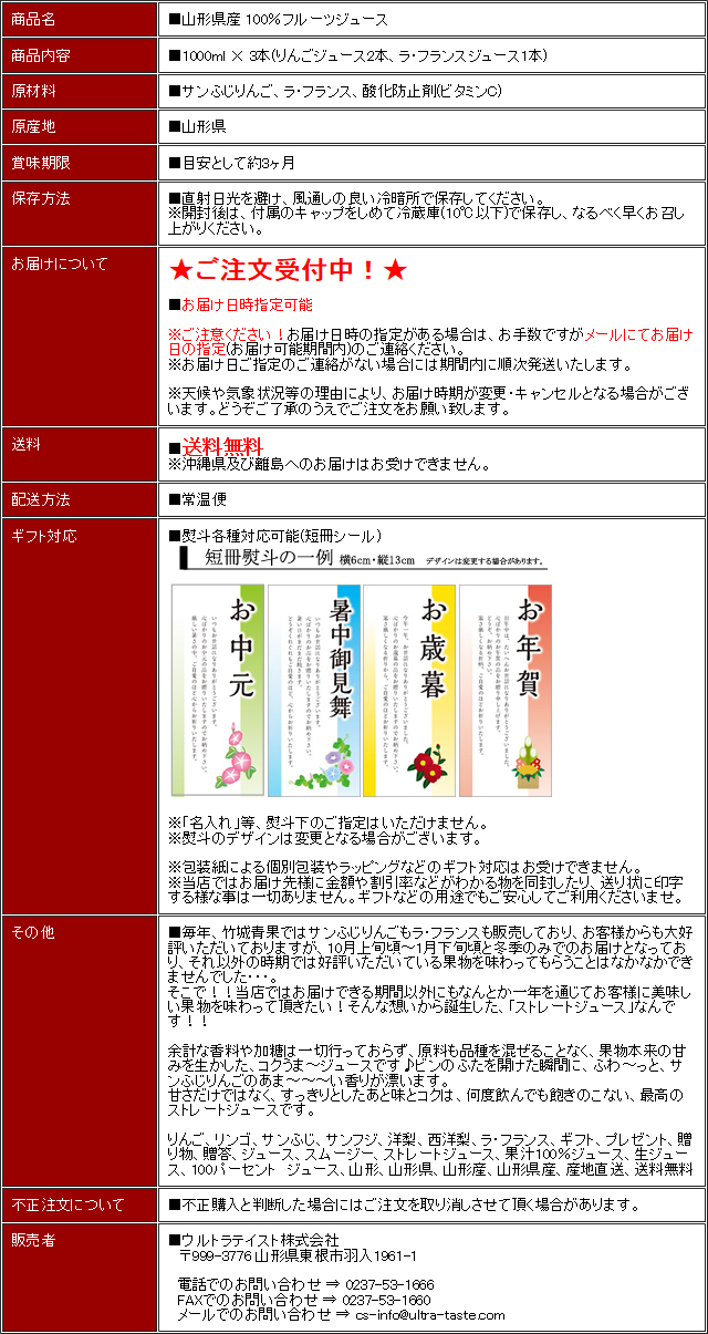 山形県産 100%フルーツジュース