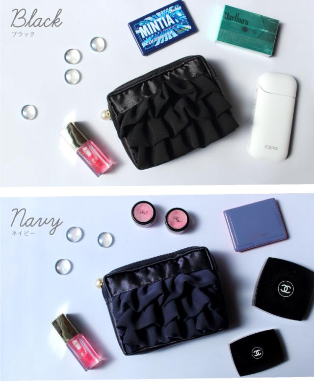 シフォン フリル ポーチ