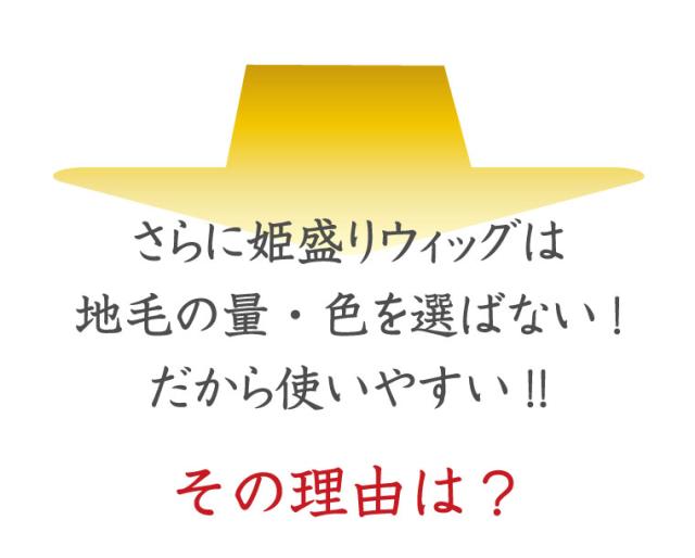 このウィッグはふかし加工により簡単自然にボリュームアップできます。