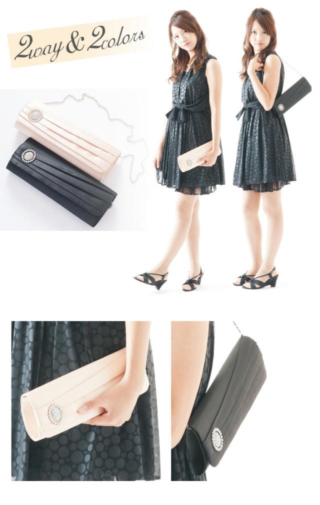 ラインストーン ブローチ フォーマル パーティーバッグ 