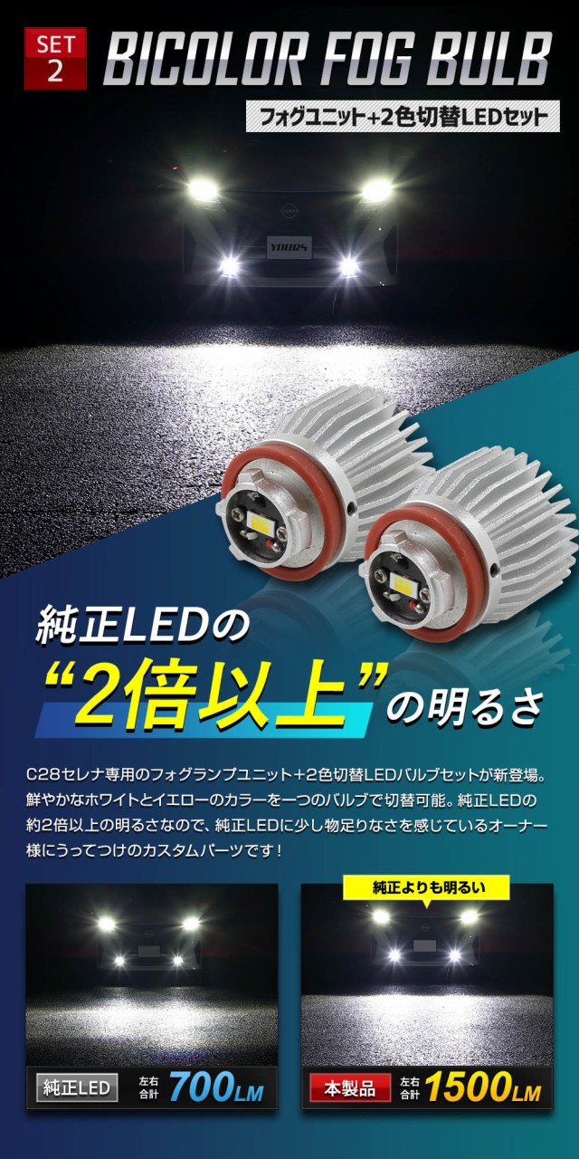 今だけポイント10倍]セレナ C28 専用 フォグランプユニット + LED