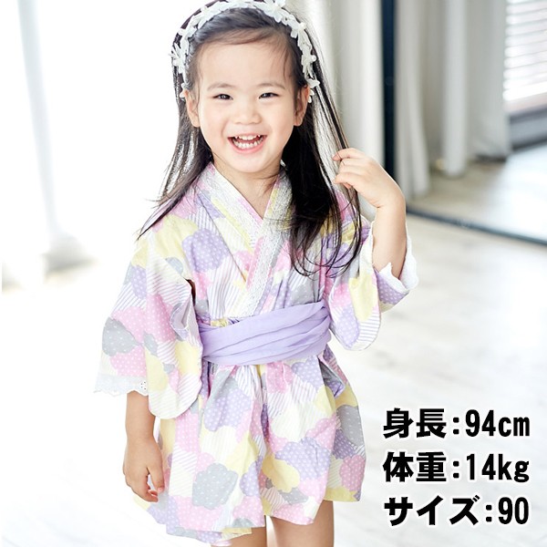 売り切れ必至！ 浴衣ドレス 甚平 女の子 90サイズ