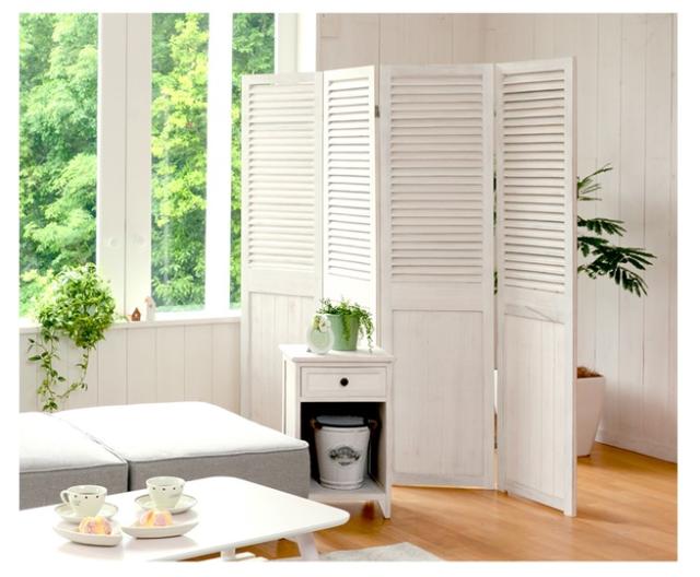 送料無料】【パーテーション4連】高さ148 アンティーク調 天然木 桐材