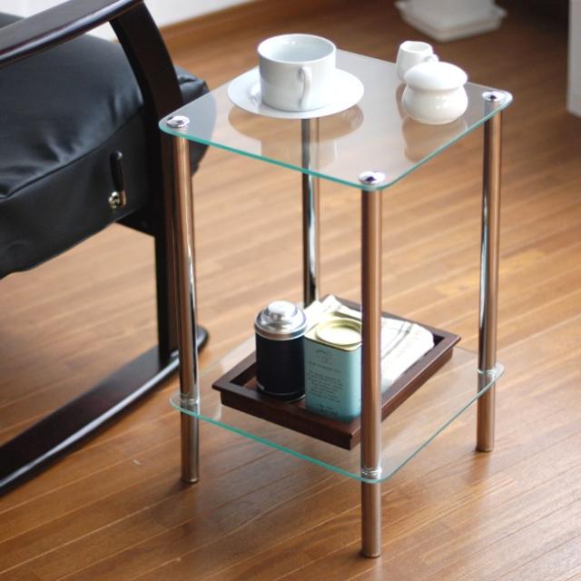 GMHS560B○サイドテーブル ベッドサイドテーブル ガラステーブル 花台