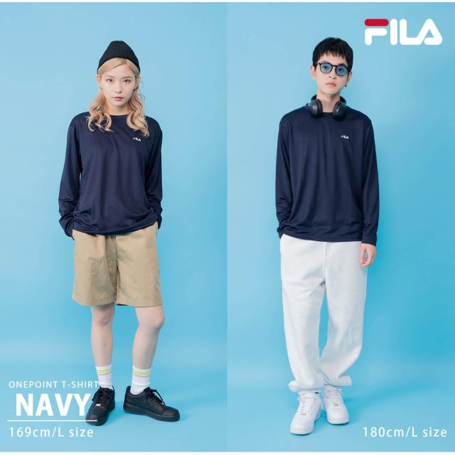 送料無料 FILA フィラ Tシャツ メンズ 長袖 吸汗速乾 シャツ トップス 男性 スポーツ ブランド おしゃれ 人気 アウトドア ジム ウェア トレーニングウェア スポーツウェア シンプル カジュアル 刺繍 ロゴ 黒 紺 白 大人 学生 部活 