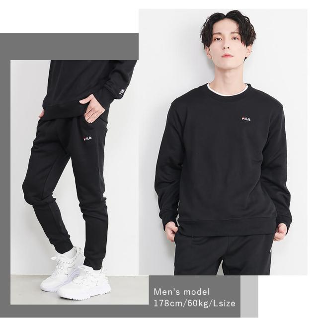 FILA フィラ スウェット 上下 メンズ セットアップ 裏毛 おしゃれ 人気 ブランド スエット 上下セット パンツ ズボン 長袖 長ズボン 秋 冬 部屋着 ルームウェア シンプル 無地 ロゴ 黒 紺