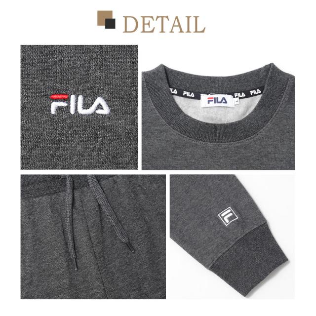 FILA フィラ スウェット 上下 メンズ セットアップ 裏毛 おしゃれ 人気 ブランド スエット 上下セット パンツ ズボン 長袖 長ズボン 秋 冬 部屋着 ルームウェア シンプル 無地 ロゴ 黒 紺