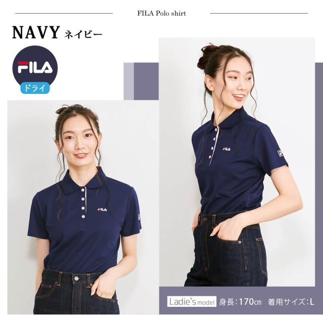送料無料 FILA フィラ ポロシャツ レディース 長袖 おしゃれ 可愛い 人気 スポーツ ブランド カットソー ロング ゴルフウェア 女性 トップス シンプル 刺繍 ロゴ 黒 白 紺 大人 学生 カジュアル 春 秋 レディースファッション FILA 2018 鹿の子