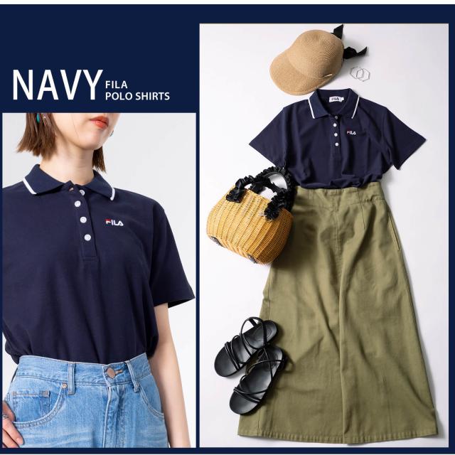 FILA フィラ ポロシャツ レディース カジュアル Tシャツ ゴルフウェア トレーニング スポーツ テニス ウエア おしゃれ ブランド 半袖 シンプル 春 夏 秋 白 ホワイト 黒 ブラック ネイビー ピンク 可愛い 人気 衿付き