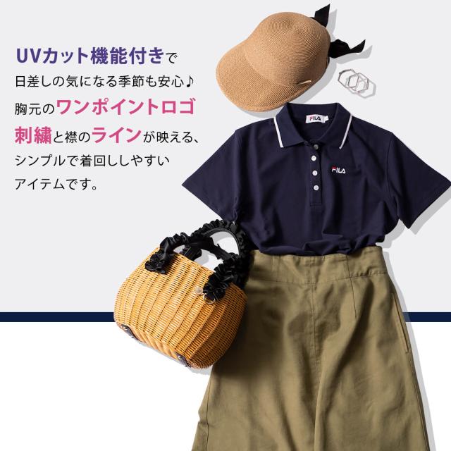 FILA フィラ ポロシャツ レディース カジュアル Tシャツ ゴルフウェア トレーニング スポーツ テニス ウエア おしゃれ ブランド 半袖 シンプル 春 夏 秋 白 ホワイト 黒 ブラック ネイビー ピンク 可愛い 人気 衿付き