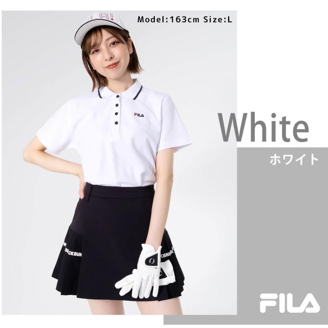 FILA フィラ ポロシャツ レディース カジュアル Tシャツ ゴルフウェア トレーニング スポーツ テニス ウエア おしゃれ ブランド 半袖 シンプル 春 夏 秋 白 ホワイト 黒 ブラック ネイビー ピンク 可愛い 人気 衿付き