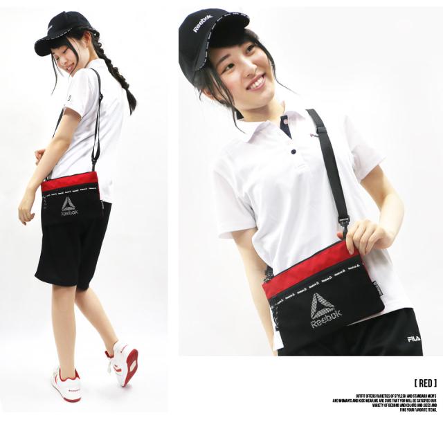 送料無料 Reebok リーボック サコッシュ メンズ ミニショルダー レディース 軽い 軽量 斜めがけ バッグ おしゃれ ショルダーバッグ ブランド サイクリング 自転車 大人 学生 人気 バッグインバッグ サブバッグ 黒 赤 メッシュ ARB1032 かっこいい ポンプフューリー イージートーン