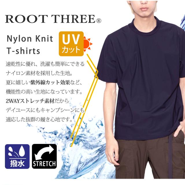 ROOT THREE ルートスリー Tシャツ 半袖 メンズ 接触冷感 UVカット 速乾 ドライ 夏