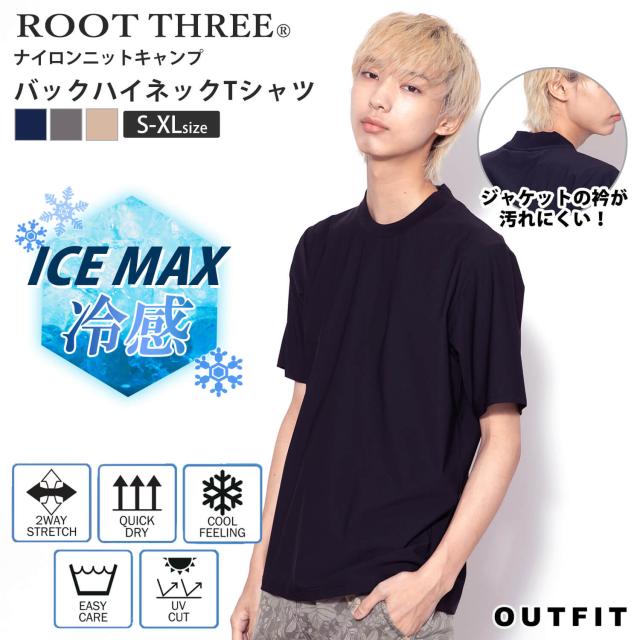 ROOT THREE ルートスリー Tシャツ 半袖 メンズ 接触冷感 UVカット 速乾 ドライ 夏