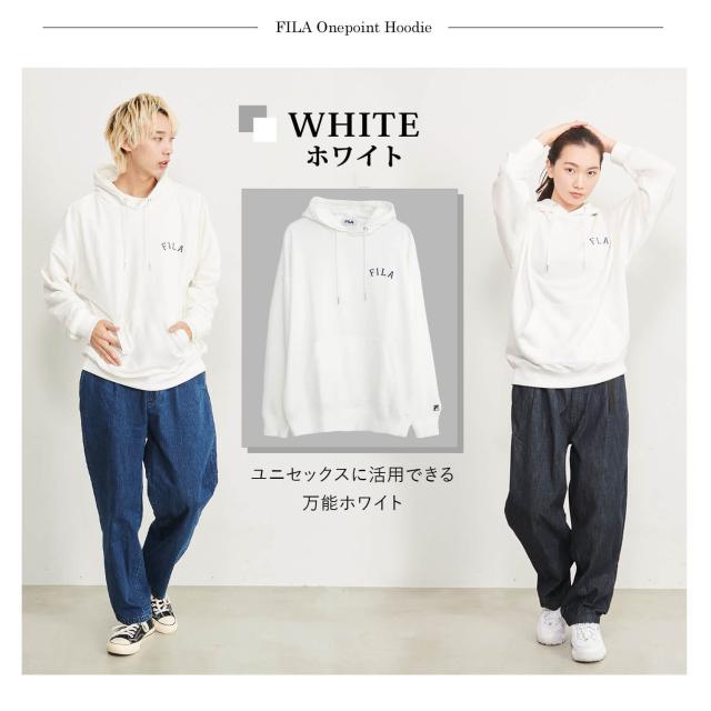 FILAフィラパーカーフーディ裏毛メンズレディースWEB限定別注カレッジロゴドロップショルダーオーバーサイズおしゃれカジュアル男女兼用ユニセックス