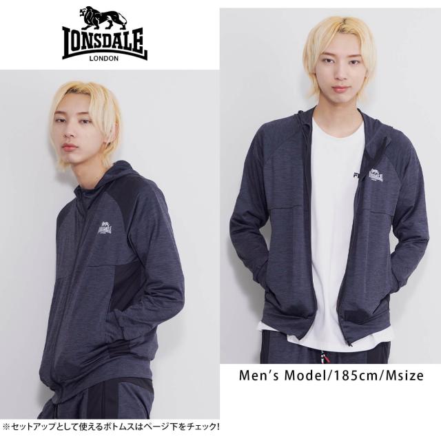 LONSDALE ロンズデール パーカー メンズ ジップパーカー フーディトップス フリース ワンポイント ロゴ リフレクタープリント 切替