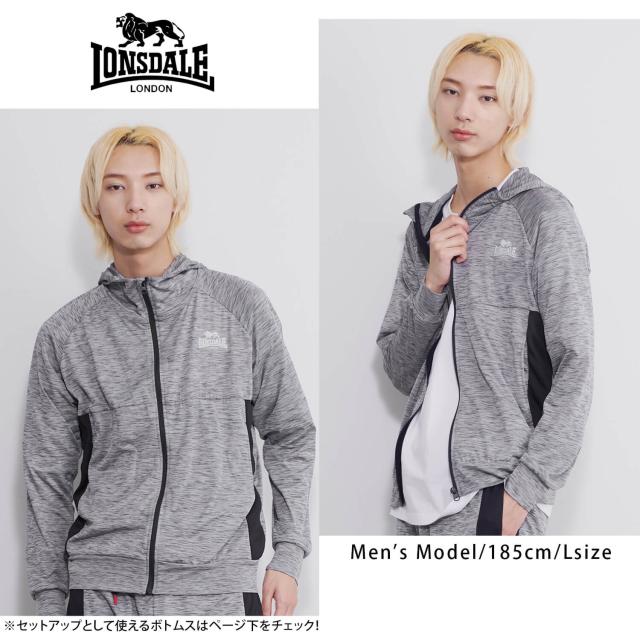 LONSDALE ロンズデール パーカー メンズ ジップパーカー フーディトップス フリース ワンポイント ロゴ リフレクタープリント 切替