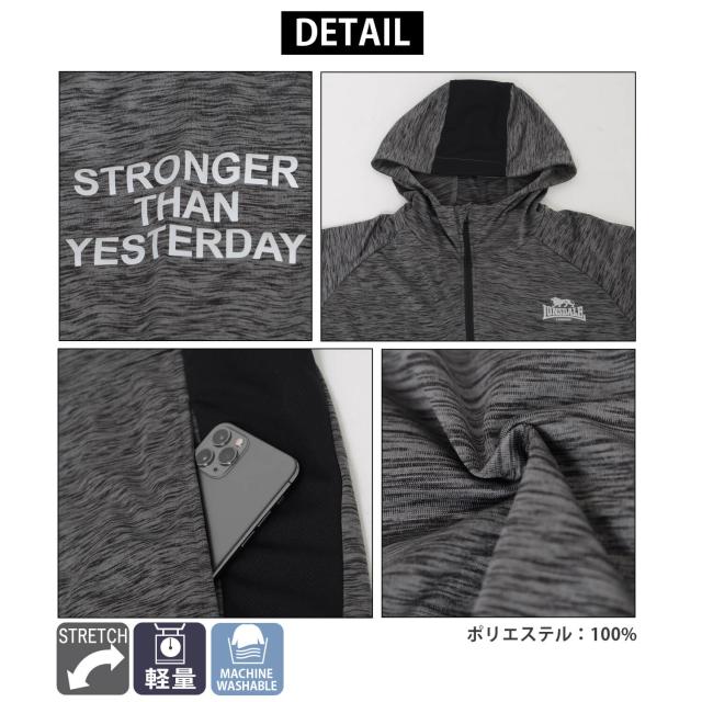 LONSDALE ロンズデール パーカー メンズ ジップパーカー フーディトップス フリース ワンポイント ロゴ リフレクタープリント 切替
