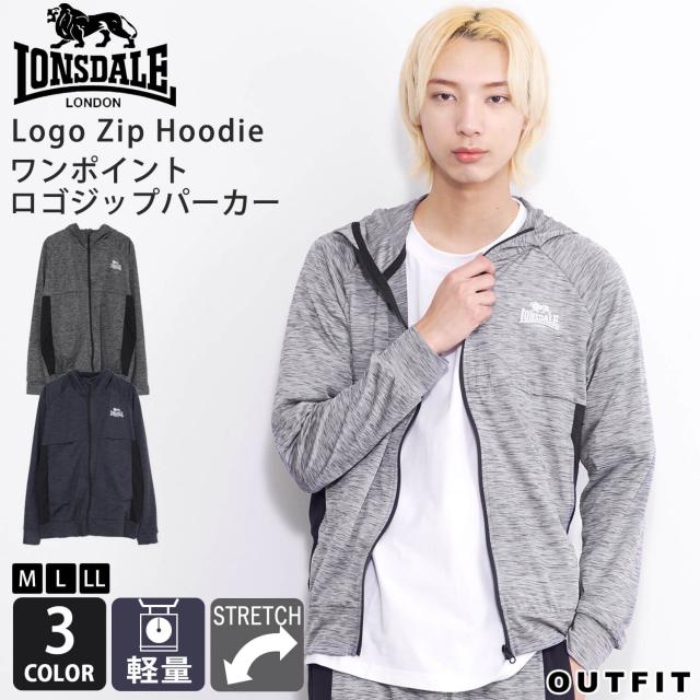 LONSDALE ロンズデール パーカー メンズ ジップパーカー フーディトップス フリース ワンポイント ロゴ リフレクタープリント 切替