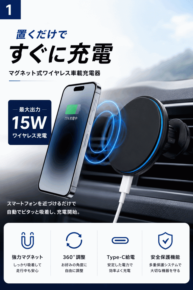 iFORCE M6 マグネット式車載ワイヤレス充電器