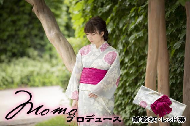 【選べるおまけ付き】桃プロデュース オトナかわいい浴衣2点SET (送料無料) あいのり momo レディース 帯 セット バラ 椿 選べるサイズ