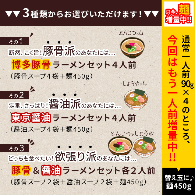 麺増量中！選べるラーメンセット