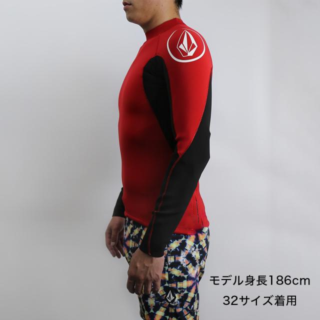 VOLCOM ボルコム 2MM JACKET UPF 50 LONG SLEEVE RASHGUARD JACKET BLACK RED ラッシュガード メンズ サーフィン タッパー 長袖 ラッシュガード サーフィン 紫外線対策