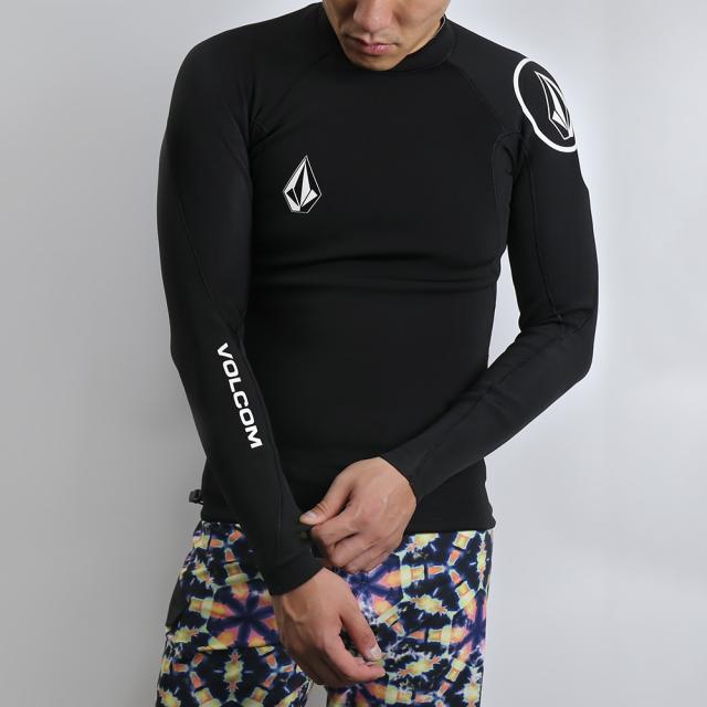 VOLCOM ボルコム 2MM JACKET UPF 50 LONG SLEEVE RASHGUARD JACKET BLACK RED ラッシュガード メンズ サーフィン タッパー 長袖 ラッシュガード サーフィン 紫外線対策