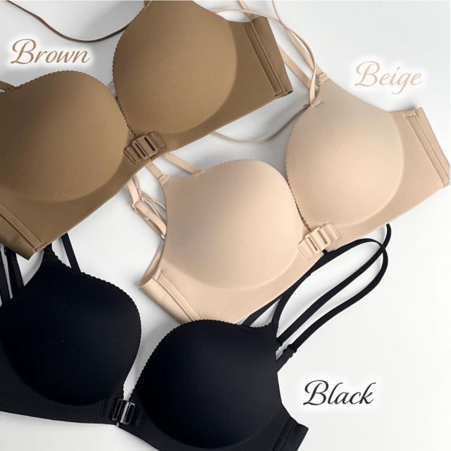 フロントホックブラ ブラジャー フロントホック ノンワイヤー シームレス 大きいサイズ ノンワイヤーブラ Tシャツブラ 盛れる 背中開きブラ U 背中見せブラ