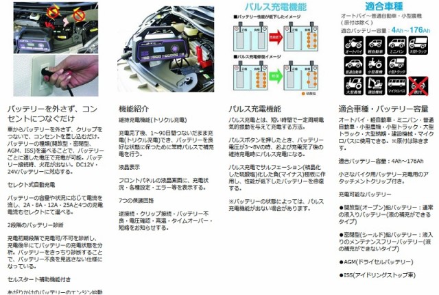 交換無料 メルテックプラス セレクト式自動パルスバッテリー充電器 12v 24v対応 定格25a バッテリー診断機能付 Meltec Mp 230 スプリングフェア Carlavista Com