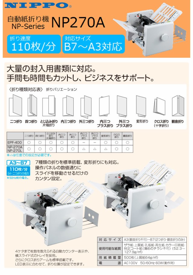 週末限定タイムセール》 トップジャパン 店自動紙折り機 マックス MAX EPF-400