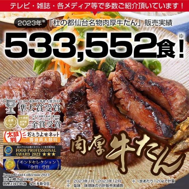 「杜の都仙台名物肉厚牛たん」販売実績