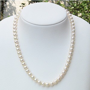 真珠:パール:あこや本真珠ネックレス:パールネックレス:クリーム系:7.0mm-7.5mm:アコヤ本真珠:チョーカー