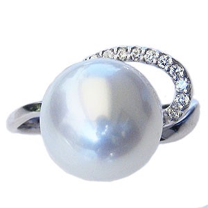 真珠:パール:リング:南洋白蝶真珠:真珠の直径:約11mm:ピンクホワイト:ダイヤモンド:0.10ct:Pt900:プラチナ:指輪