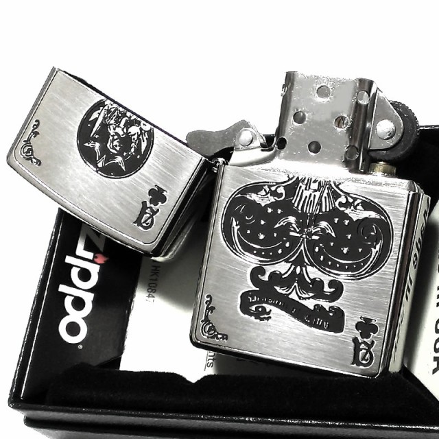 ZIPPO デビル トランプ クローバー 御守り ジッポ ライター シルバー 