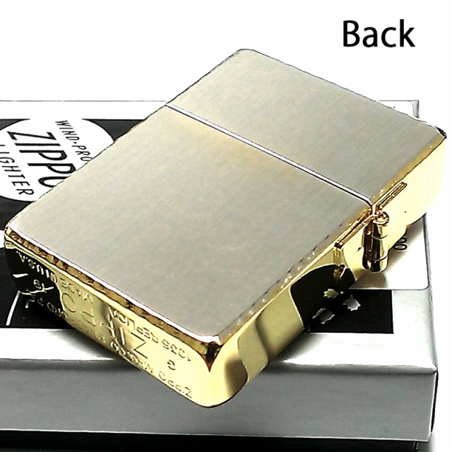 日本正規品 Zippo ジッポ 1935復刻レプリカ サイドゴールド ロゴデザイン ライター かっこいい リューターカット 角型 金銀 おしゃれ オープニング大放出セール