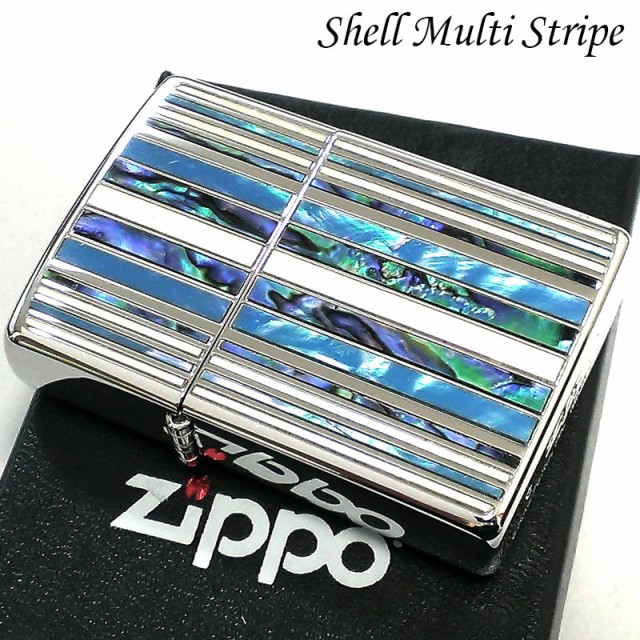 ZIPPO ジッポ ライター シェル マルチストライプ ZIPPO 綺麗 ブラック 鏡面 黒 天然貝 シェルインレイ おしゃれ レディース メンズ