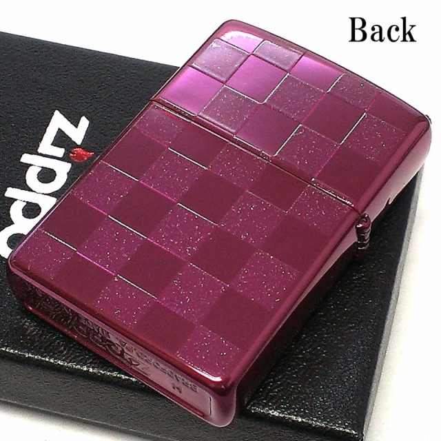 ZIPPO ライター カラーチェック 両面加工 バイオレット ラメ