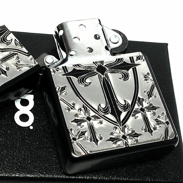 ZIPPO ライター クロス ジッポ 十字架 マットブラック シルバー 