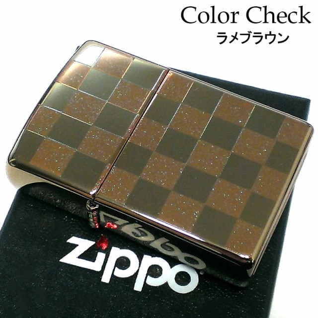 ZIPPO ライター カラーチェック 両面加工 バイオレット ラメ