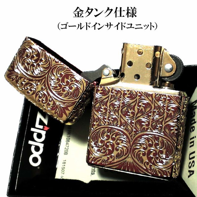 ZIPPO ライター スプレンダー イオンレッド ジッポ アラベスク模様 5面 