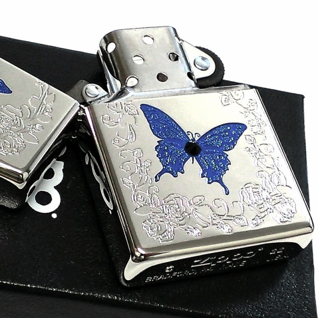 ZIPPO 限定 ブルーバタフライ ジッポ ライター ローズ シルバー