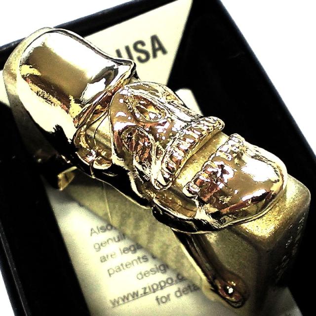 ZIPPO❤️立体メタル ドクロ スカル❤️アンティークBrass 2014年4月製 ZIPPO❤️立体メタル ドクロ スカル❤️アンティークBrass 2014