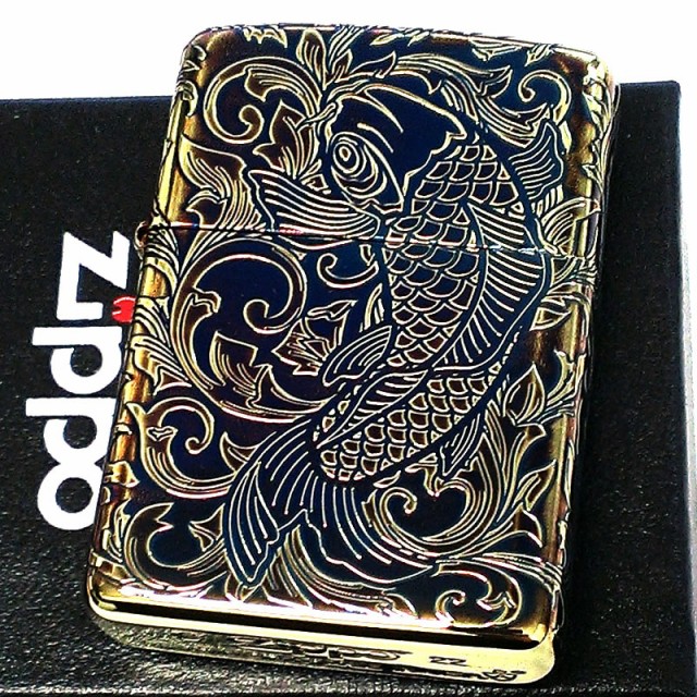 ZIPPO アーマー 昇鯉 アラベスク ジッポ ライター ゴールド 5面彫刻 金 ...